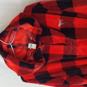 Victoria's Secret Pink, plaid plush hoodie robe